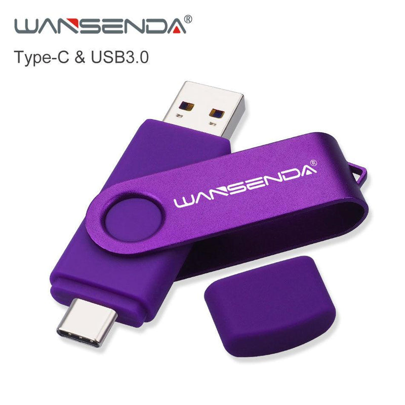 New WANSENDA USB 3.0 TYPE C USB Flash Drive OTG Pen Drive 512GB 256GB 128GB 64GB 32GB 16GB USB Stick 2 in 1 High Speed Pendrive - Loja Shopmart