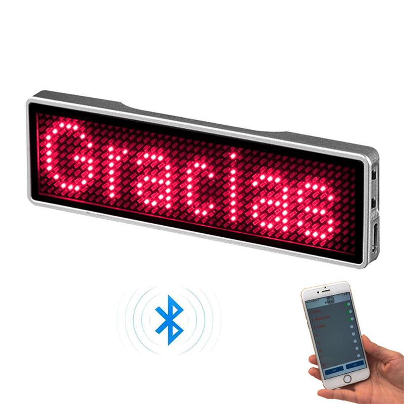 Fully New Bluetooth LED Name Badge DIY Programmable Scrolling Message Board Mini LED Display HD Text Digits Pattern Display - Loja Shopmart